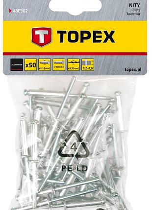 Заклепки topex, алюминиевые, 3.2x10мм, 50шт