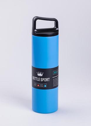 Термос металлический 500 мл bottle sport с ручкой синий