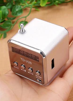 Портативна колонка lem berger, з fm-радіо, bluetooth, роз'ємами micro sd/tf/usb, rgb-підсвічування, td-v26, срібляста