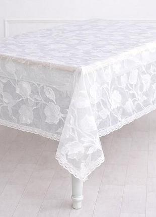 Скатерть с кружевной окантовкой floral veil 150*180см, цвет - молочный белый