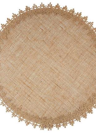 Сервировочная салфетка (плейсмат) льняная d38см boho round