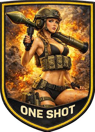 Шеврон one shot девушка с гранатометом в шлеме (д-17)