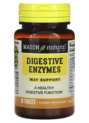 Пищеварительные ферменты, digestive enzymes, mason natural, 90 таблеток