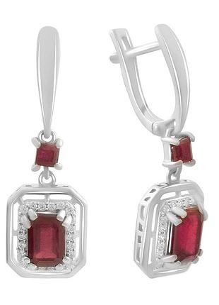 Серебряные серьги высокогокачества с натуральным рубином 1.717ct (2194897)
