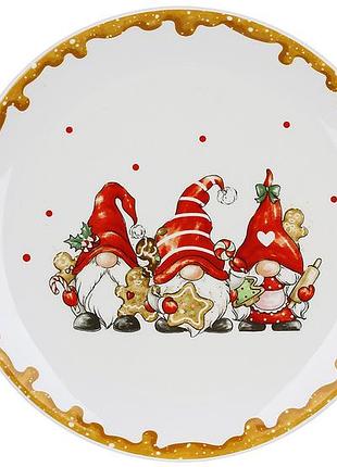 Тарелка керамическая гномики с пряниками, d24*2.4см