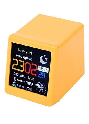 Метеостанция мини настольная с wi-fi жк 1.54" портативная, smart weather clock