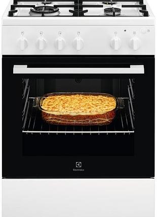 Плита electrolux газовая, 59л, 60x60см, чугун, белый