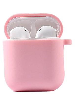Силіконовий футляр з мікрофіброю для навушників airpods 1/2 рожевий / pink