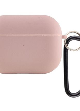 Силиконовый футляр с микрофиброй для наушников airpods pro розовый / pink sand