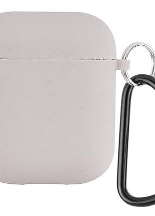 Силиконовый футляр с микрофиброй для наушников airpods 1/2 серый / stone