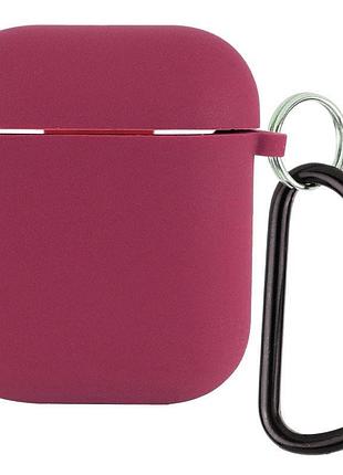 Силиконовый футляр с микрофиброй для наушников airpods 1/2 бордовый / plum