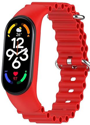 Ремешок ocean band для xiaomi mi band 3/4/5/6/7 красный / red