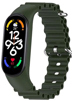 Ремешок ocean band для xiaomi mi band 3/4/5/6/7 зеленый / dark olive