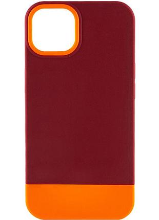 Чохол tpu+pc bichromatic для apple iphone 12 pro max (6.7") brown burgundy / orange 2