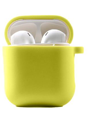 Силіконовий футляр з мікрофіброю для навушників airpods 1/2 жовтий / bright yellow