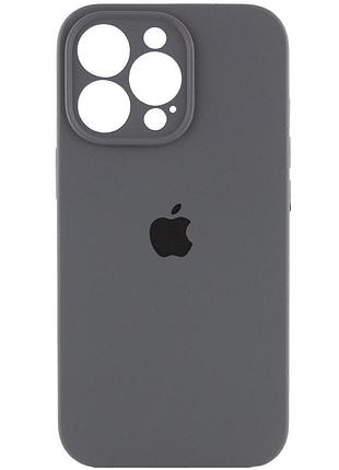 Чехол silicone case full camera protective (aa) для apple iphone 15 pro (6.1") серый / dark gray 2