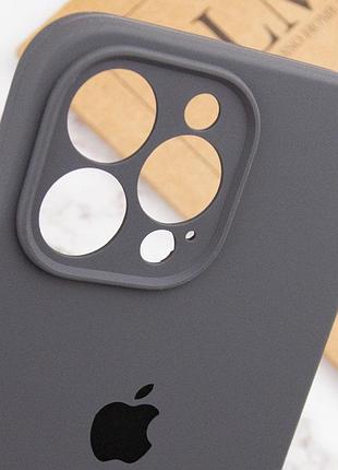 Чехол silicone case full camera protective (aa) для apple iphone 15 pro (6.1") серый / dark gray 7
