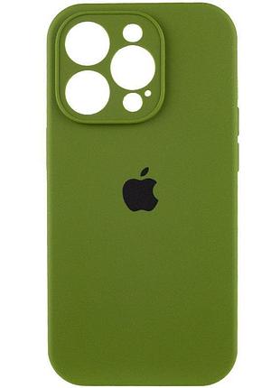 Чехол silicone case full camera protective (aa) для apple iphone 15 pro (6.1") зеленый / dark olive 2