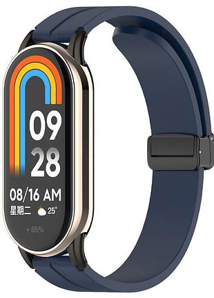Ремешок line magnetic для xiaomi mi band 9/8/10 синий / dark blue