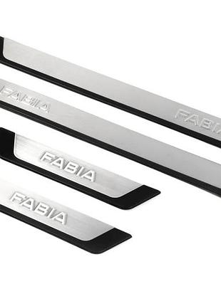 Накладки на пороги omsaline-flexill (4 шт) для skoda fabia 2014-2021 гг