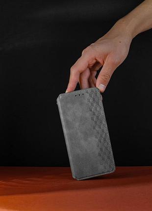 Шкіряний чохол-книжка getman cubic (pu) для samsung galaxy a06 сірий