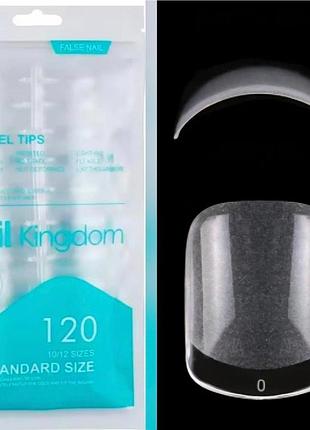 Гелеві тіпси для нарощування nail kingdom короткий квадрат хs 120 шт прозорі з матовою контактною зоною(106)