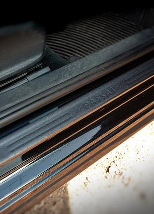Накладки на пороги ddu (4 шт, пластик) для volkswagen passat b7 2012-2015 гг