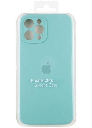 Чехол silicone case full camera protective (aa) для apple iphone 12 pro (6.1") бирюзовый / marine green 6