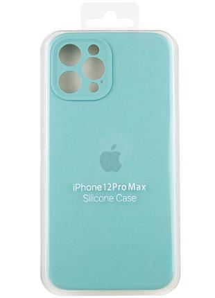 Чехол silicone case full camera protective (aa) для apple iphone 12 pro max (6.7") бирюзовый / marine green 6