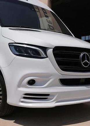 Накладка на передній бампер v3 (під фарбування) для mercedes sprinter w907/w910 2018- рр