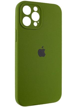 Чохол silicone case full camera protective (aa) для apple iphone 12 pro max (6.7") зелений / dark olive 3