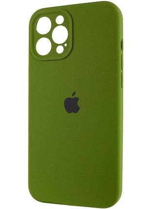 Чохол silicone case full camera protective (aa) для apple iphone 12 pro max (6.7") зелений / dark olive 4