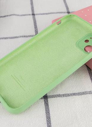 Чехол silicone case full camera protective (aa) для apple iphone 12 (6.1") мятный / mint