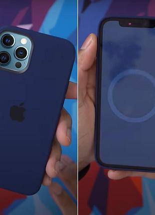 Чехол silicone case (aaa) with magsafe and animation для apple iphone 12 pro / 12 (6.1") синий / deep navy