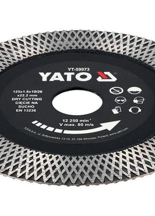 Диск отрезной алмазный по грезе и керамике yato ø= 125/22.2x 1.8 мм, сухой рез [10/100]