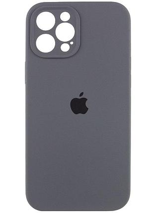 Чехол silicone case full camera protective (aa) для apple iphone 12 pro (6.1") серый / dark gray