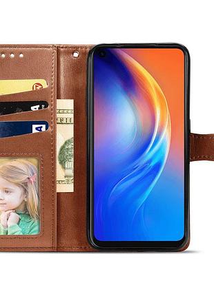 Кожаный чехол-книжка getman gallant (pu) для samsung galaxy a05 коричневый