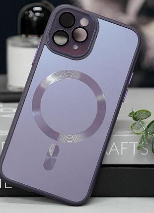 Чехол tpu+glass sapphire midnight with magsafe для apple iphone 12 pro max (6.7") фиолетовый / deep purple