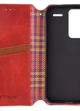 Шкіряний чохол-книжка getman cubic (pu) для xiaomi redmi note 13 pro+ червоний