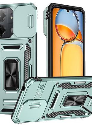 Ударостійкий чохол camshield army ring для xiaomi redmi 13c / poco c65 зелений / light green