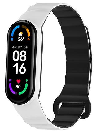 Ремешок dual-color magnetic для xiaomi mi band 7/6/5/4/3 white / black