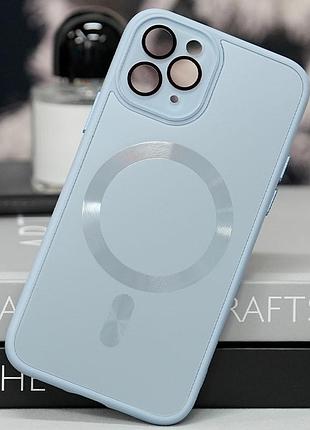 Чехол tpu+glass sapphire midnight with magsafe для apple iphone 12 pro max (6.7") голубой / blue
