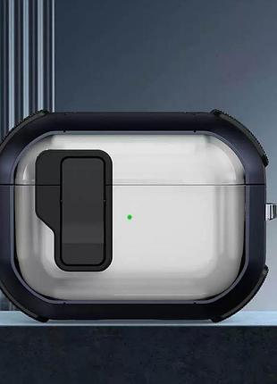 Футляр противоударный locking button для наушников airpods pro 2 / pro blue