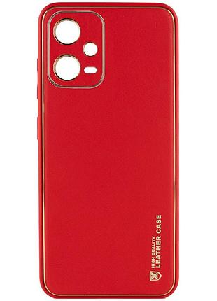 Кожаный чехол xshield для xiaomi poco x5 5g / redmi note 12 5g красный / red
