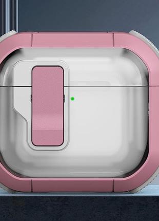 Футляр противоударный locking button для наушников airpods 4 pink
