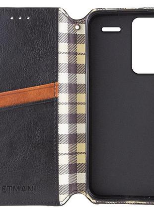 Шкіряний чохол-книжка getman cubic (pu) для xiaomi redmi note 13 pro+ чорний