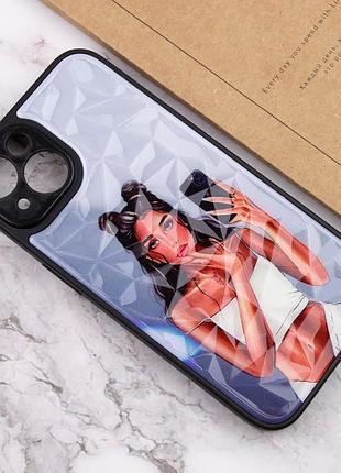Tpu+pc чехол prisma ladies для apple iphone 14 (6.1") black in white