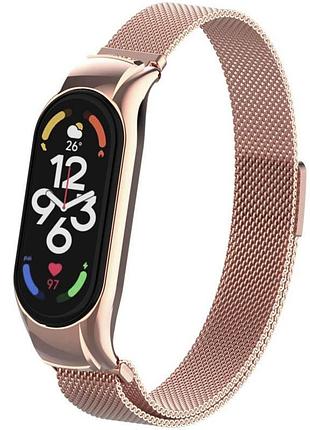 Ремешок milanese loop design для xiaomi mi band 5/6 champagne gold