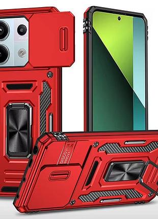 Ударостійкий чохол camshield army ring для xiaomi redmi note 13 4g червоний / red