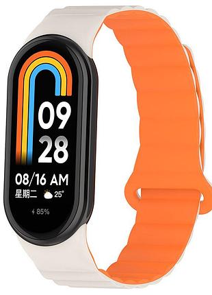 Ремешок dual-color magnetic для xiaomi mi band 9/8/10 white / orange
